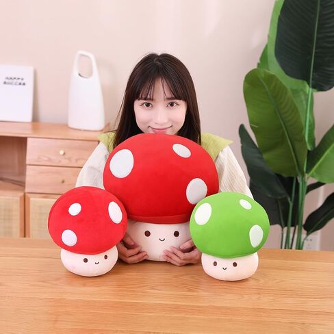 وسادة لعبة الفطر القطيفة من MIAOHAHA Kawaii، هدية دمية الفطر اللطيفة للأطفال (أحمر، 23 سم/9 بوصة) in Kuwait