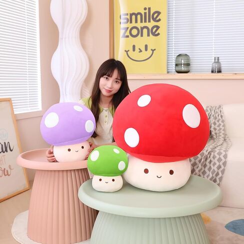 وسادة لعبة الفطر القطيفة من MIAOHAHA Kawaii، هدية دمية الفطر اللطيفة للأطفال (أحمر، 23 سم/9 بوصة) in Kuwait