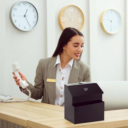 صندوق الاقتراحات مع قفل صندوق التبرعات المثبت على الحائط مع قفل صندوق الاقتراع مع فتحة فولاذية باللون الأسود in Kuwait