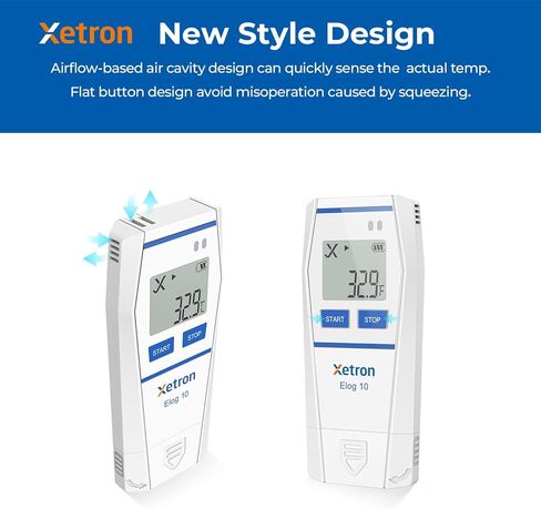 Xetron New Designed Multi-Use Temperature Data Logger for Cold Chain Recorder up to 32000 Points, Thermometer Email Alarm, PDF Report, with Calibration Certificate, Elog10 (1 Pack) in Kuwait