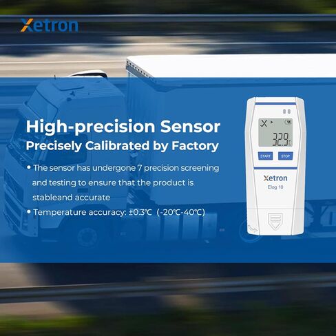 Xetron New Designed Multi-Use Temperature Data Logger for Cold Chain Recorder up to 32000 Points, Thermometer Email Alarm, PDF Report, with Calibration Certificate, Elog10 (1 Pack) in Kuwait