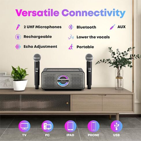 SINGMOOD Bluetooth Karaoke Machine for Adults and Kids, Portable Karaoke Machine with 2 Wireless Microphones, Karaoke Machine for TV, Singing Machine Karaoke Set in Saudi Arabia