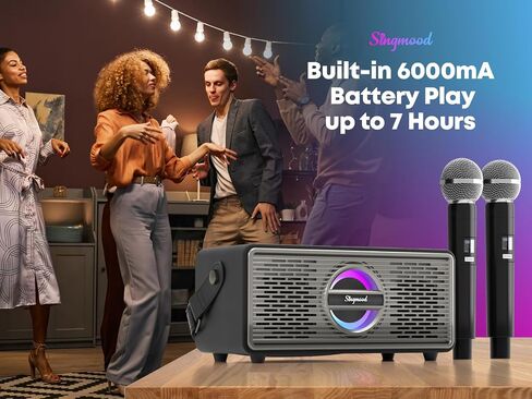SINGMOOD Bluetooth Karaoke Machine for Adults and Kids, Portable Karaoke Machine with 2 Wireless Microphones, Karaoke Machine for TV, Singing Machine Karaoke Set in Saudi Arabia