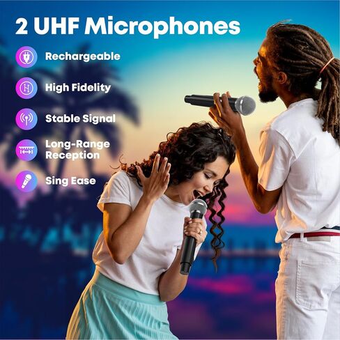 SINGMOOD Bluetooth Karaoke Machine for Adults and Kids, Portable Karaoke Machine with 2 Wireless Microphones, Karaoke Machine for TV, Singing Machine Karaoke Set in Saudi Arabia