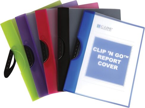 غلاف تقرير C-Line Clip 'N Go Swing Clip، سعة 30 ورقة لإدراج مقاس 8.5 × 11 بوصة، حزمة من 24 غطاء تقرير، بلوري، ألوان متنوعة (99326-24) in Saudi Arabia