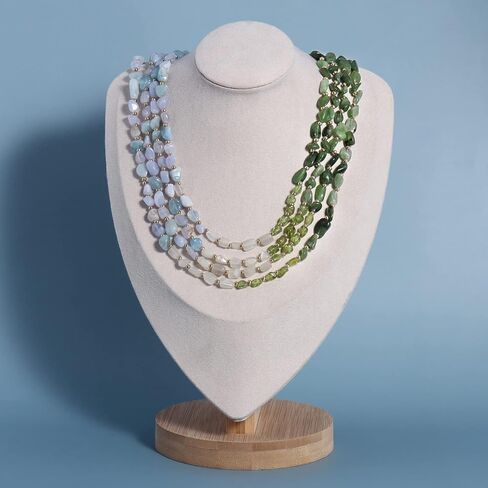 BERYOHZ Natural Stone Beaded Multi-Strand Necklace for Women,17.9in, Gold-Plated in Kuwait