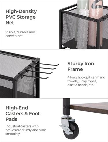 StorageWorks Home Gym Weight Rack, Exercise Equipment Storage Rack, Yoga Mat Storage Rack, Yoga Mat Holder with Wheels (For Yoga Blocks, Dumbbells, Resistance Bands) Black, Small in Kuwait