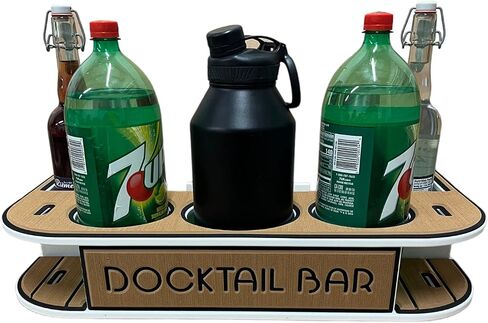Docktail Butler Boat Table Caddy Organizer - Pontoon Rail Mount | Portable Boat Table and Boat Bar, Pontoon Tables for Boats with Cup Holders, Boat Storage Accessories in Saudi Arabia