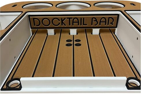 Docktail Butler Boat Table Caddy Organizer - Pontoon Rail Mount | Portable Boat Table and Boat Bar, Pontoon Tables for Boats with Cup Holders, Boat Storage Accessories in Saudi Arabia