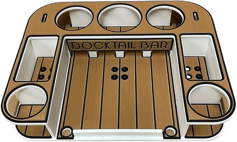 Docktail Butler Boat Table Caddy Organizer - Pontoon Rail Mount | Portable Boat Table and Boat Bar, Pontoon Tables for Boats with Cup Holders, Boat Storage Accessories in Saudi Arabia