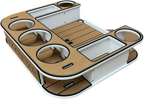 Docktail Butler Boat Table Caddy Organizer - Pontoon Rail Mount | Portable Boat Table and Boat Bar, Pontoon Tables for Boats with Cup Holders, Boat Storage Accessories in Saudi Arabia