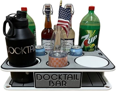منظم علبة القارب Docktail Bar - يتضمن حامل قضيب التثبيت | طاولة قارب محمولة وبار قارب، طاولات بحرية للقوارب مع حاملات أكواب، ملحقات تخزين القوارب in Saudi Arabia
