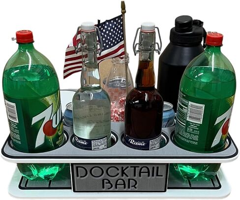 منظم علبة القارب Docktail Bar - يتضمن حامل قضيب التثبيت | طاولة قارب محمولة وبار قارب، طاولات بحرية للقوارب مع حاملات أكواب، ملحقات تخزين القوارب in Saudi Arabia
