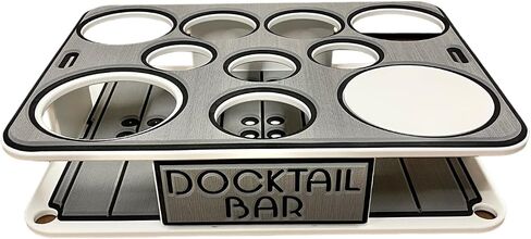 منظم علبة القارب Docktail Bar - يتضمن حامل قضيب التثبيت | طاولة قارب محمولة وبار قارب، طاولات بحرية للقوارب مع حاملات أكواب، ملحقات تخزين القوارب in Saudi Arabia