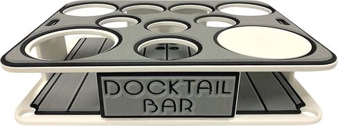 منظم علبة القارب Docktail Bar - يتضمن حامل قضيب التثبيت | طاولة قارب محمولة وبار قارب، طاولات بحرية للقوارب مع حاملات أكواب، ملحقات تخزين القوارب in Saudi Arabia