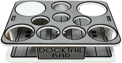 منظم علبة القارب Docktail Bar - يتضمن حامل قضيب التثبيت | طاولة قارب محمولة وبار قارب، طاولات بحرية للقوارب مع حاملات أكواب، ملحقات تخزين القوارب in Saudi Arabia
