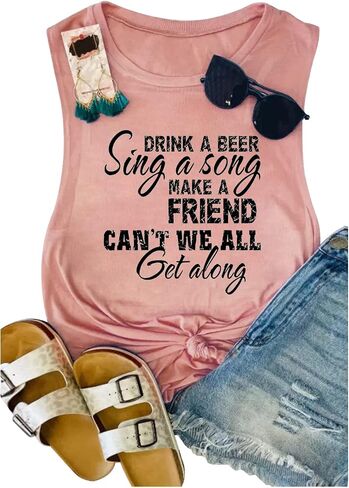 Women Country Music Sleeveless Tank Tops Funny Letter Vacation Tanks Summer Casual Beach Holiday Shirt in Saudi Arabia