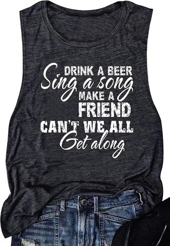 Women Country Music Sleeveless Tank Tops Funny Letter Vacation Tanks Summer Casual Beach Holiday Shirt in Saudi Arabia