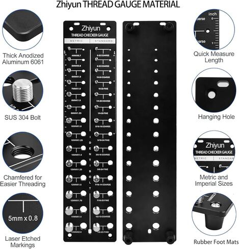ترقية جهاز فحص خيط الصواميل والمسمار، مقياس خيط مقاس 28 مسمار وصمولة، مقياس معرف المسمار والصمولة SUS 304، 14 معيار و14 مسمار متري، مسمار تعريف قابل للتثبيت على الحائط in Kuwait