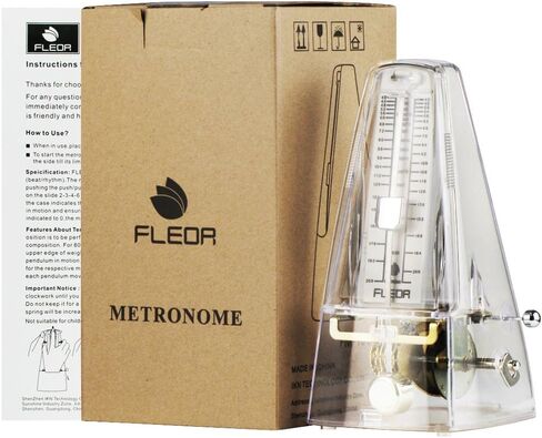 FLEOR Professional Pyramid Mechanical Metronome Musical Timer Beat Tempo for Guitar Bass Piano Violin, Transparent in Saudi Arabia