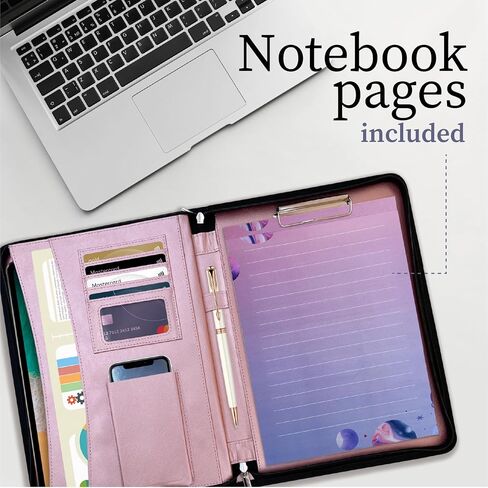 Elegant Portfolio Organizer with Handle, PU Leather Padfolio for Women/Men 13.5 x 10" with Cute Designed Notepad, Portfolio Binder for Business Class Interviews, Portfolio Bag, Portfolio Padfolio in Saudi Arabia