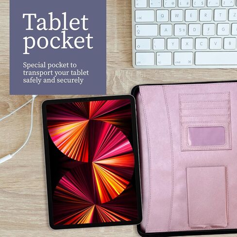 Elegant Portfolio Organizer with Handle, PU Leather Padfolio for Women/Men 13.5 x 10" with Cute Designed Notepad, Portfolio Binder for Business Class Interviews, Portfolio Bag, Portfolio Padfolio in Saudi Arabia