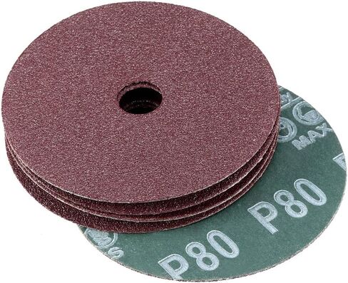 uxcell 4-Inch x 5/8-Inch Aluminum Oxide Resin Fiber Discs, Center Hole 24 Grit Sanding Grinding Discs, 5 Pack in Saudi Arabia