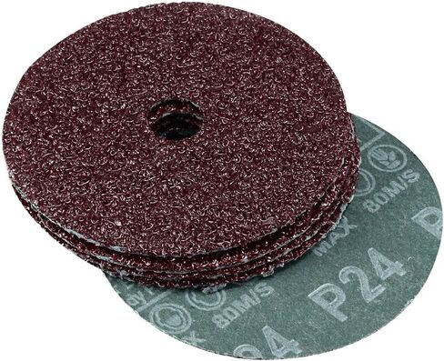 uxcell 4-Inch x 5/8-Inch Aluminum Oxide Resin Fiber Discs, Center Hole 24 Grit Sanding Grinding Discs, 5 Pack in Saudi Arabia