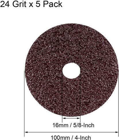 uxcell 4-Inch x 5/8-Inch Aluminum Oxide Resin Fiber Discs, Center Hole 24 Grit Sanding Grinding Discs, 5 Pack in Saudi Arabia