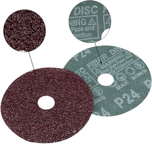 uxcell 4-Inch x 5/8-Inch Aluminum Oxide Resin Fiber Discs, Center Hole 24 Grit Sanding Grinding Discs, 5 Pack in Saudi Arabia