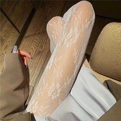 QFSH Women Sexy Fishnet Stockings Lace Stockings Black Fish Net Tights Pantyhose in Saudi Arabia