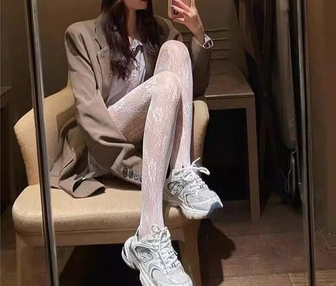 QFSH Women Sexy Fishnet Stockings Lace Stockings Black Fish Net Tights Pantyhose in Saudi Arabia