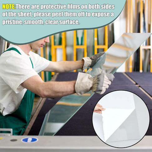 Beeveer 48" x 96" (1/16") Clear Polycarbonate Sheet UV Coating on Both Sides Transparent Flexible Plastic Panels with Film on Both Sides for Crafts DIY Window Replacement Panes in Saudi Arabia