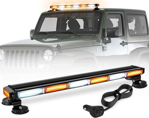 AnTom 38.5" LED Strobe Light Bar,High Bright LED Emergency Flashing Beacon Light Bar,Magnetic Base Amber Light,Emergency Strobe Light for DC12V-24V Construction Vehicles,Truck,Snow Plow,Postal(Amber) in Kuwait