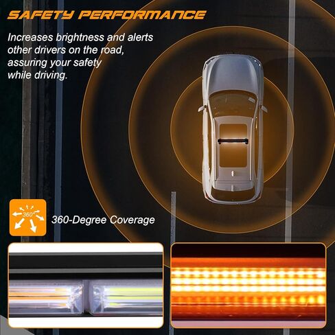 AnTom 38.5" LED Strobe Light Bar,High Bright LED Emergency Flashing Beacon Light Bar,Magnetic Base Amber Light,Emergency Strobe Light for DC12V-24V Construction Vehicles,Truck,Snow Plow,Postal(Amber) in Kuwait