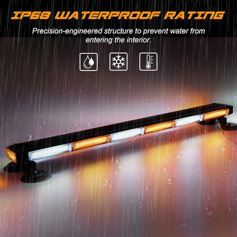 AnTom 38.5" LED Strobe Light Bar,High Bright LED Emergency Flashing Beacon Light Bar,Magnetic Base Amber Light,Emergency Strobe Light for DC12V-24V Construction Vehicles,Truck,Snow Plow,Postal(Amber) in Kuwait