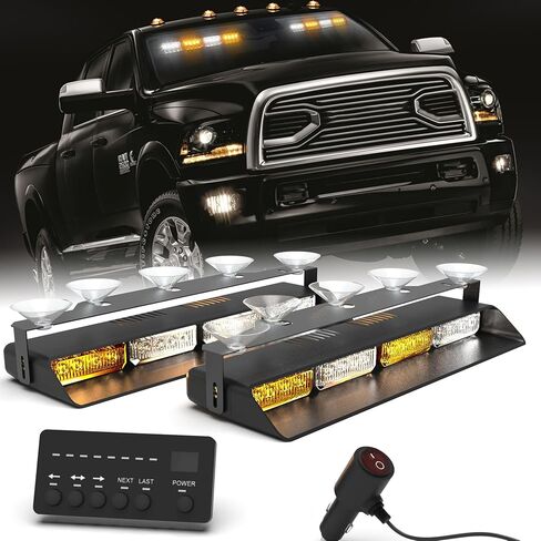 KAMOPA الأبيض العنبر الطوارئ داش أضواء ستروب 14 بوصة الزجاج الأمامي قناع ضوء بار مع شفط كأس يتصاعد لمركبات البناء سحب الشاحنات in Kuwait