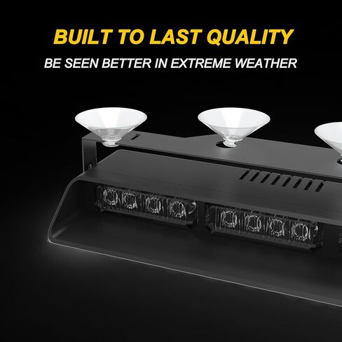 KAMOPA الأبيض العنبر الطوارئ داش أضواء ستروب 14 بوصة الزجاج الأمامي قناع ضوء بار مع شفط كأس يتصاعد لمركبات البناء سحب الشاحنات in Kuwait