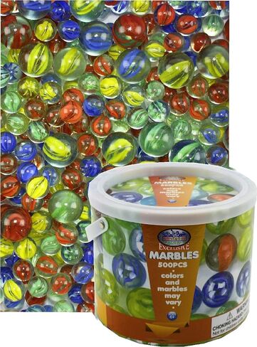 Matty's Toy Stop Deluxe 500 Pieces (7.5 Pounds) of Cat's Eyes Marbles & Shooters with Exclusive Storage Bucket in Saudi Arabia