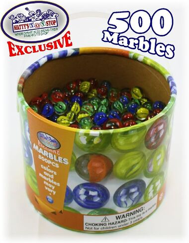 Matty's Toy Stop Deluxe 500 Pieces (7.5 Pounds) of Cat's Eyes Marbles & Shooters with Exclusive Storage Bucket in Saudi Arabia