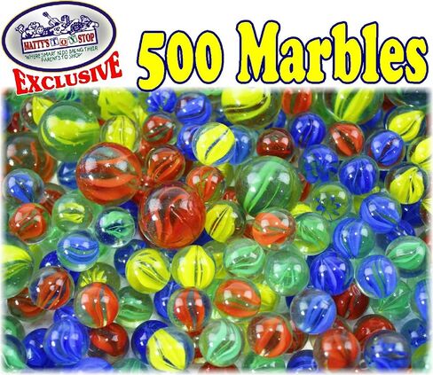 Matty's Toy Stop Deluxe 500 Pieces (7.5 Pounds) of Cat's Eyes Marbles & Shooters with Exclusive Storage Bucket in Saudi Arabia