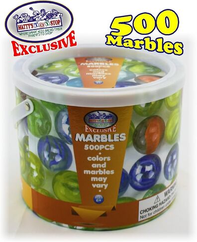 Matty's Toy Stop Deluxe 500 Pieces (7.5 Pounds) of Cat's Eyes Marbles & Shooters with Exclusive Storage Bucket in Saudi Arabia
