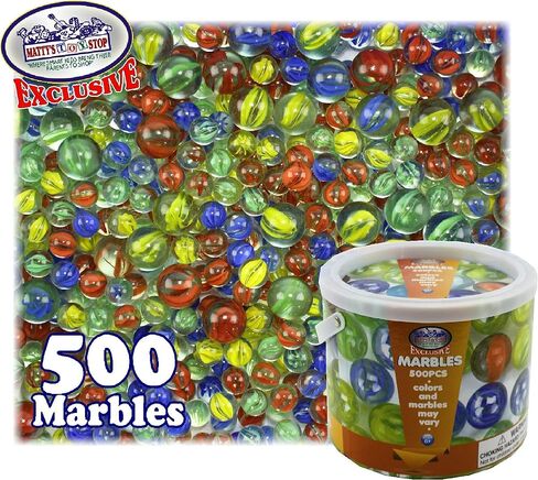Matty's Toy Stop Deluxe 500 Pieces (7.5 Pounds) of Cat's Eyes Marbles & Shooters with Exclusive Storage Bucket in Saudi Arabia