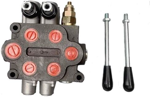 صمام التحكم الاتجاهي الهيدروليكي 25 GPM من HOTSTORE لودر جرار صغير، 3 بكرة، مضخة هيدروليكية ذات أسطوانة مزدوجة التمثيل، 3000 رطل لكل بوصة مربعة، داخل/خارج: 3/4 بوصة BSPP، العمل 1/2 بوصة BSPP in Kuwait