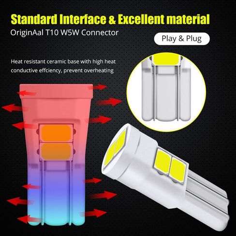 Mini 3D 168 194 T10 LED Bulbs Super Bright COB Chips Lamp for Side Marker Door Wedge lights,White 6000K.10-Pack. in Saudi Arabia