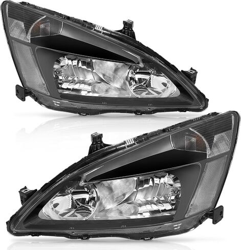 مجموعة المصابيح الأمامية Genful متوافقة مع 2003-2007 2003 2004 2005 2006 2007 03 04 05 06 07 Honda Accord للسائق وجانب الركاب (عاكس شفاف لغطاء الكروم) in Saudi Arabia