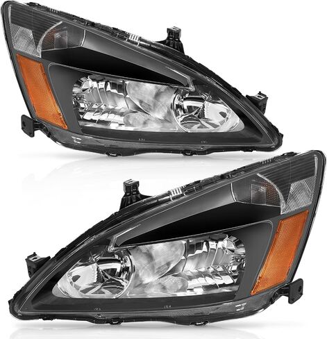 مجموعة المصابيح الأمامية Genful متوافقة مع 2003-2007 2003 2004 2005 2006 2007 03 04 05 06 07 Honda Accord للسائق وجانب الركاب (عاكس شفاف لغطاء الكروم) in Saudi Arabia