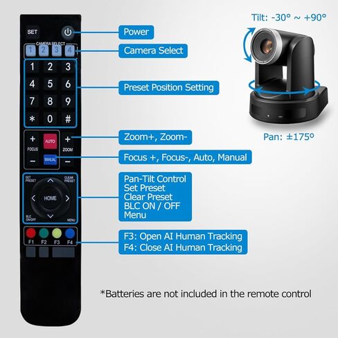 مؤتمر PTZ 4K/30FPS 10X UHD كاميرا AI تتبع الحركة البشرية تسجيل بطاقة TF USB3.0/HDMI/LAN لمؤتمر الفيديو اجتماع العمل البث المباشر أحداث الكنيسة عبادة Skype Zoom Teams OBS in Kuwait