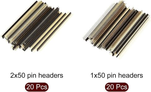 MECCANIXITY Pin Header 1.27mm Pitch Copper Pin, Single Row 50 Pin and Dual Row 2x50 Pin for Prototype Black 20 Set in Saudi Arabia