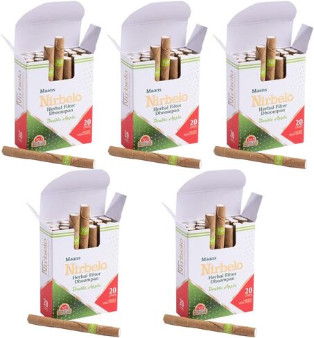 Nirbelo Herbal Cigarillos، خالي من التبغ والنيكوتين بنسبة 100% للإقلاع عن التدخين، 100 سيجارة، عبوة من 5، نكهة ممتازة in Saudi Arabia